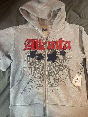 Gray Sp5der Atlanta Zip Hoodie